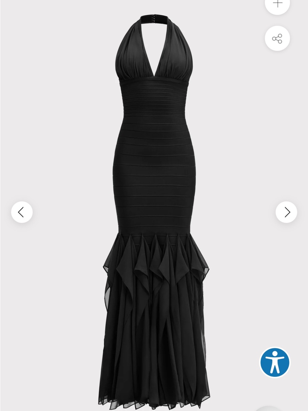 Herve Leger Black Halter Mermaid Evening Dress